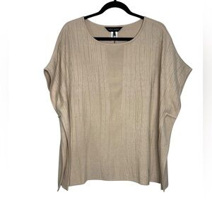 Ming Wang Business Casual Poncho Sweater Top Oversized Boxy Beige S/M